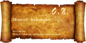 Oberst Nikander névjegykártya